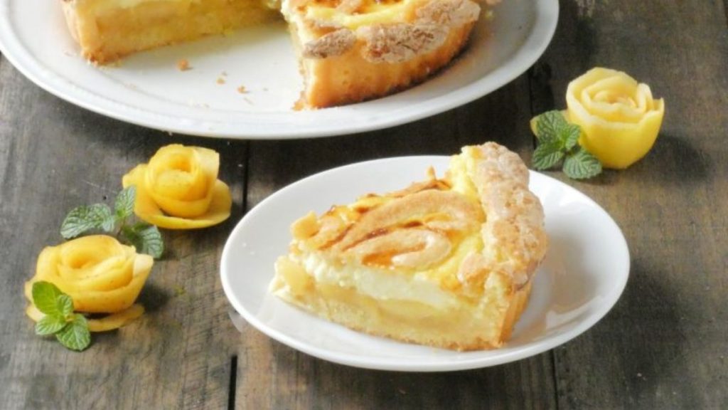 tarte aux pommes caramélisées et crème pâtissière