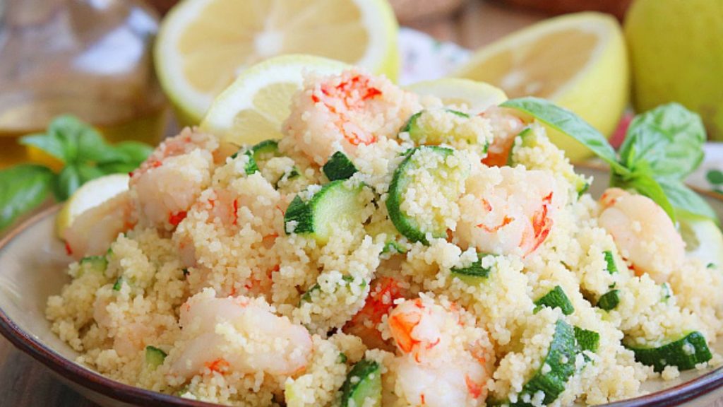 couscous léger aux crevettes courgettes et citron