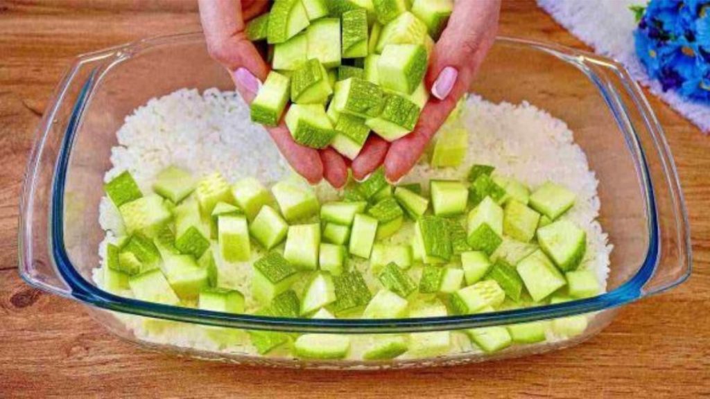 gratin de riz aux courgettes estivale