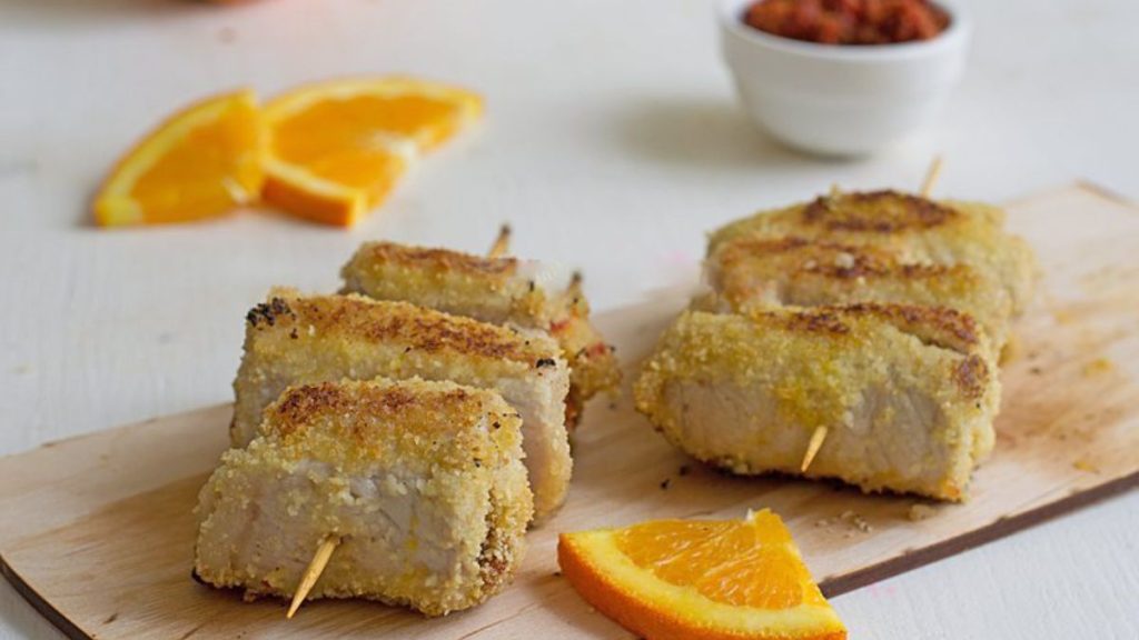 brochettes de longe de porc à l’orange