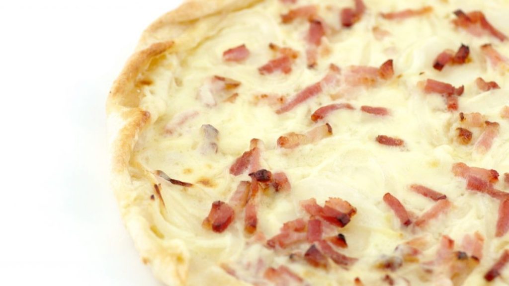 tarte fine pomme de terre, potiron et lardons