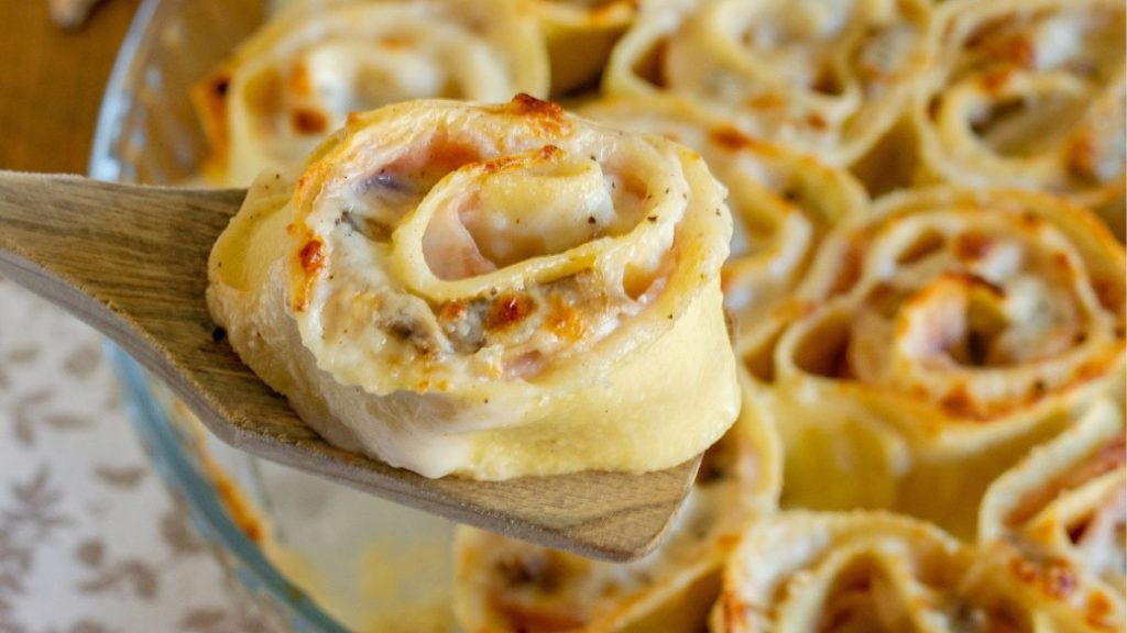 lasagnes roulées au jambon et champignons