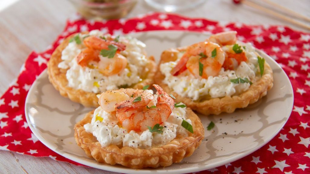 tartelettes aux crevettes et au cottage cheese