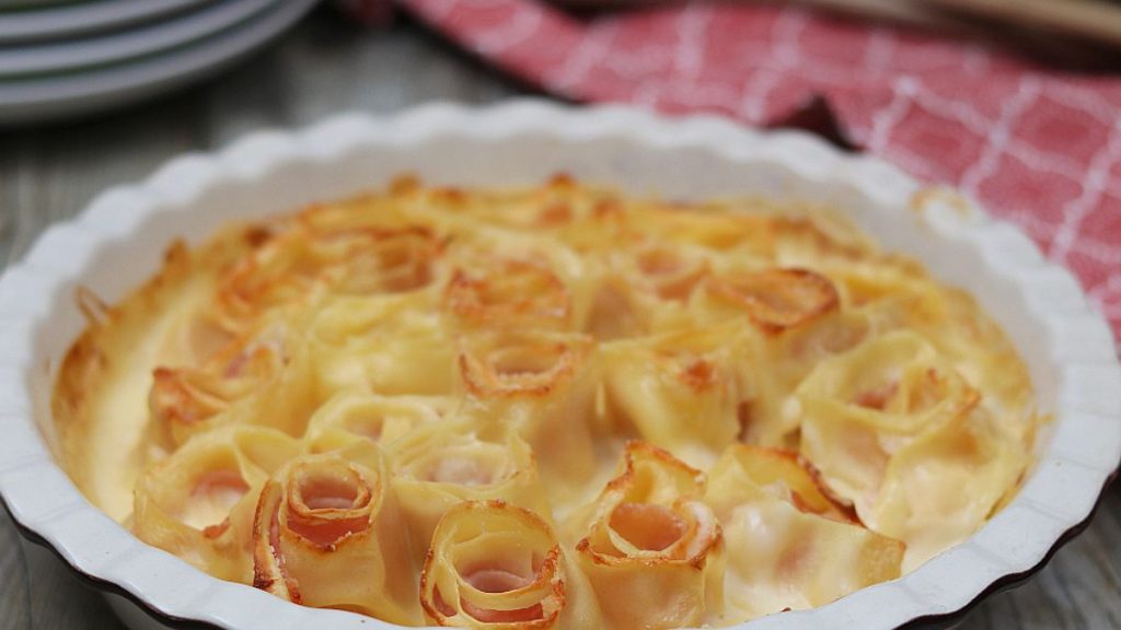 gratin de lasagnes roulée jambon et fromage