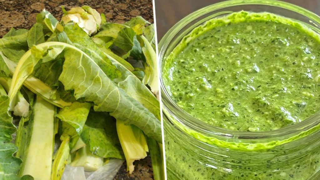 pesto de côtes et de feuilles de chou-fleur